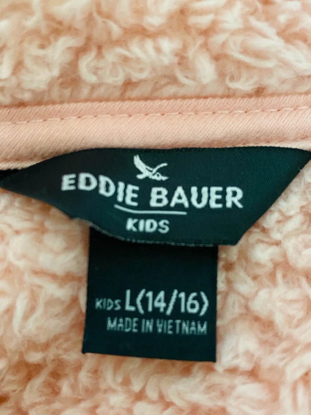 Eddie Bauer Youth Kid's High Pile Plush Sherpa Cozy Hooded  Jacket Pink Large